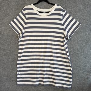 Old Navy Tshirt Dress Womens 2XL XXL Blue Striped Short Sleeve Plus Size